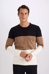 Standard Fit Regular Cut Striped Crew Neck Knitwear Sweater
