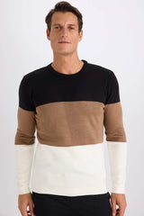 Standard Fit Regular Cut Striped Crew Neck Knitwear Sweater