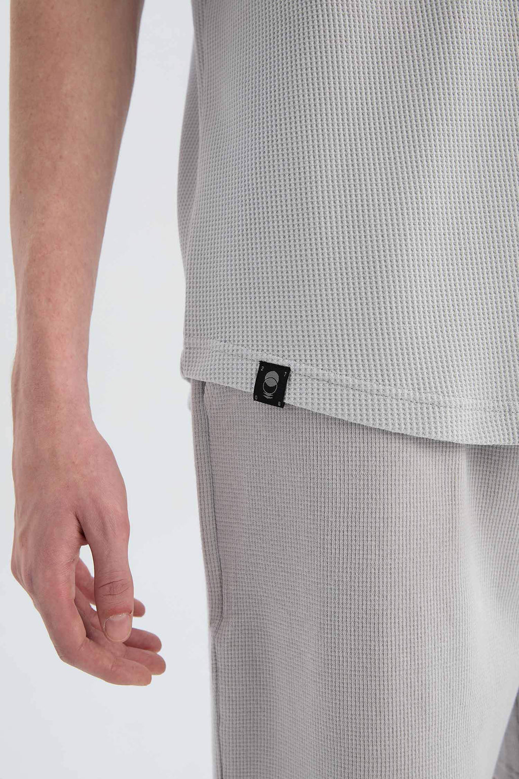 Boxy Fit Crew Neck Short Sleeve Basic Waffle T-Shirt