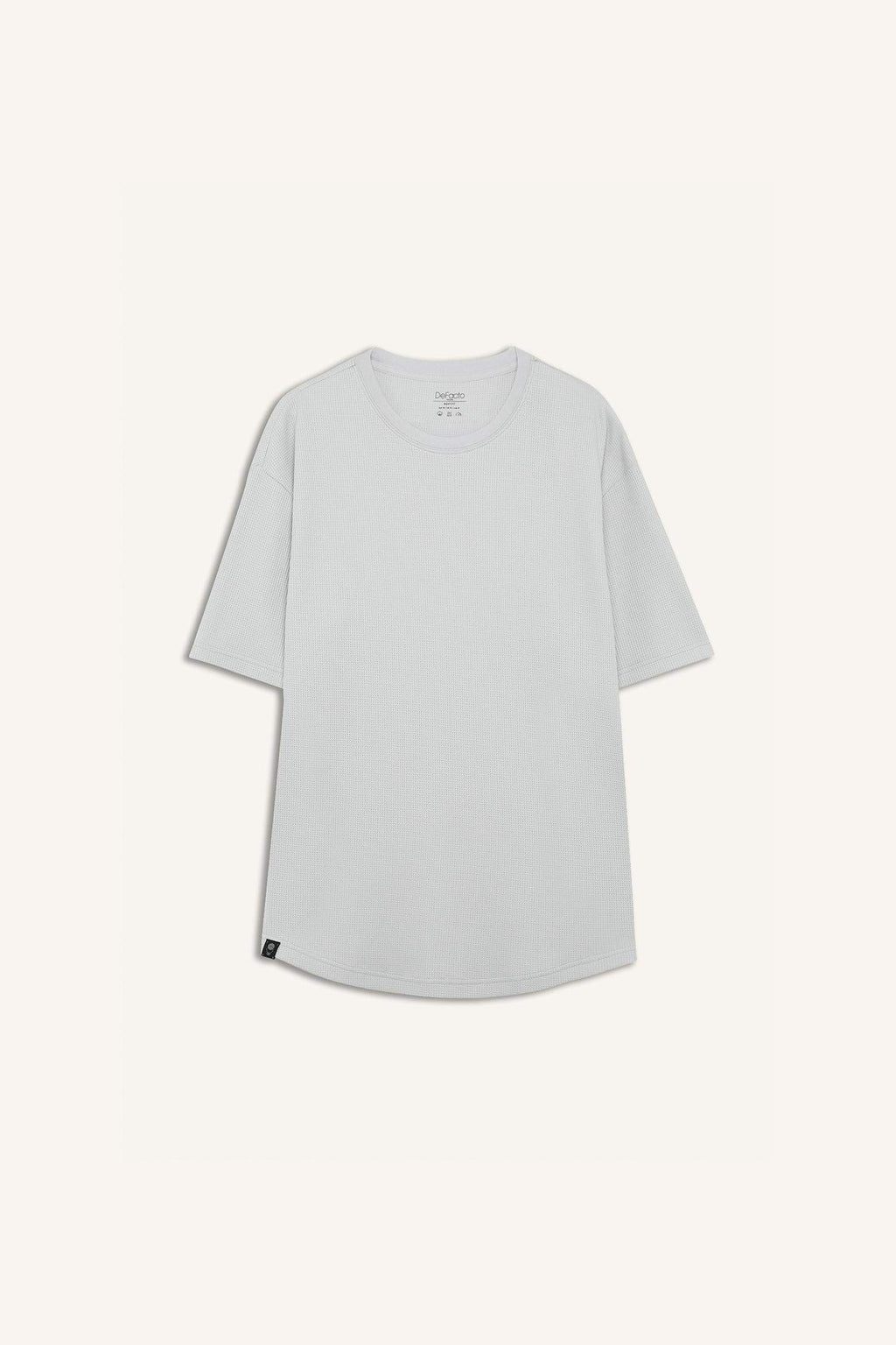 Boxy Fit Crew Neck Short Sleeve Basic Waffle T-Shirt