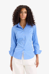 Slim Fit Shirt Collar Striped Long Sleeve Shirt