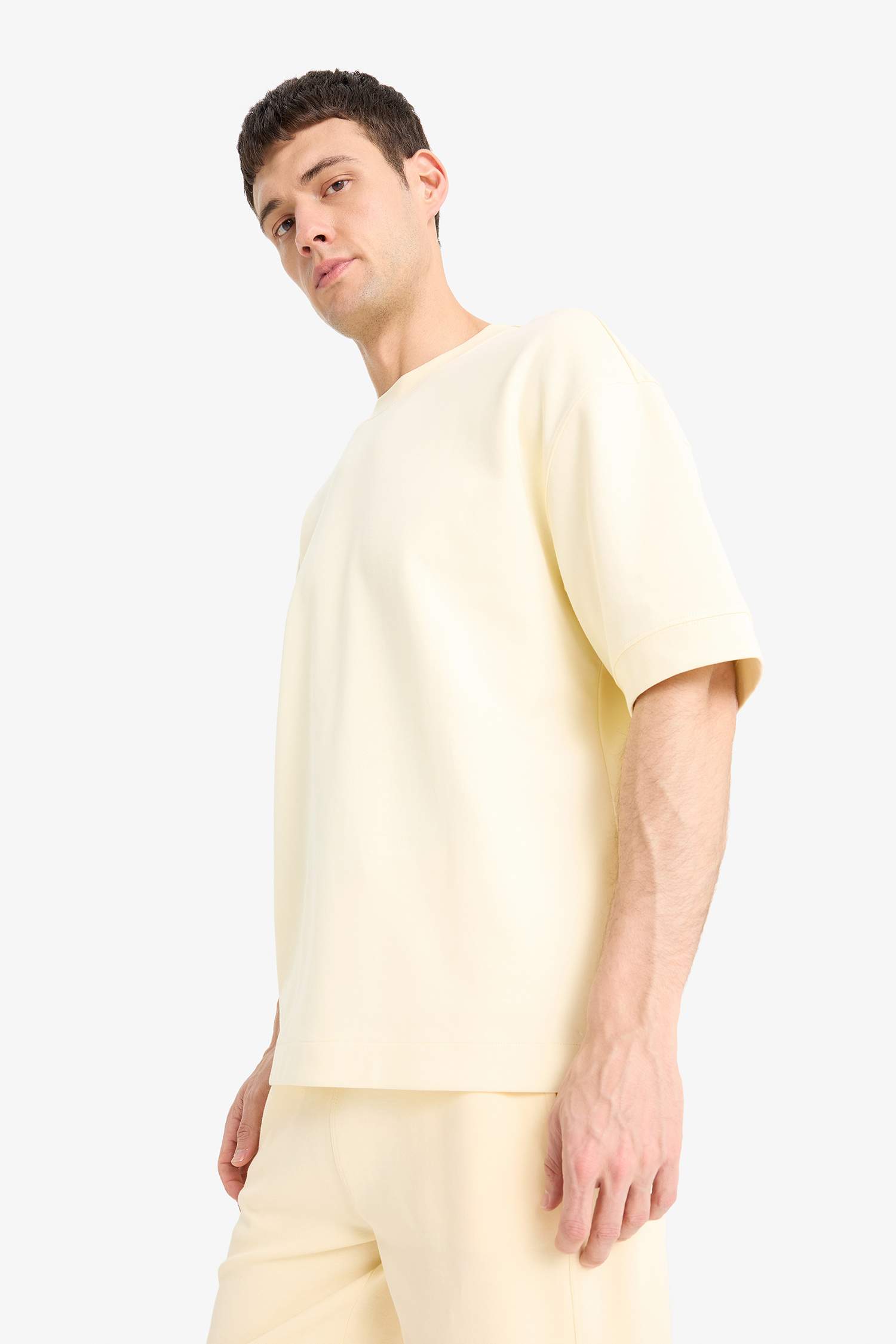Loose Fit Crew Neck Heavy Fabric Basic T-Shirt