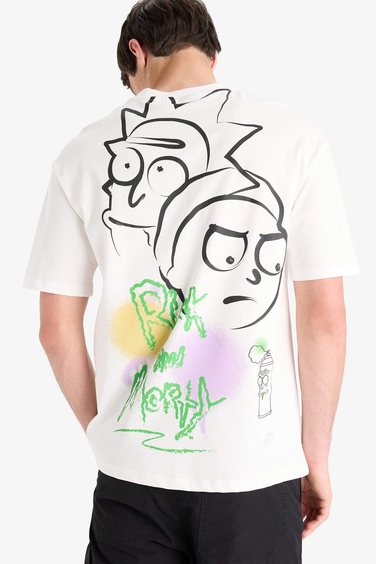 100% Cotton Rick and Morty Comfort Regular Fit Relaxed Fit Crew Neck Back Printed Short Sleeve T-Shirt