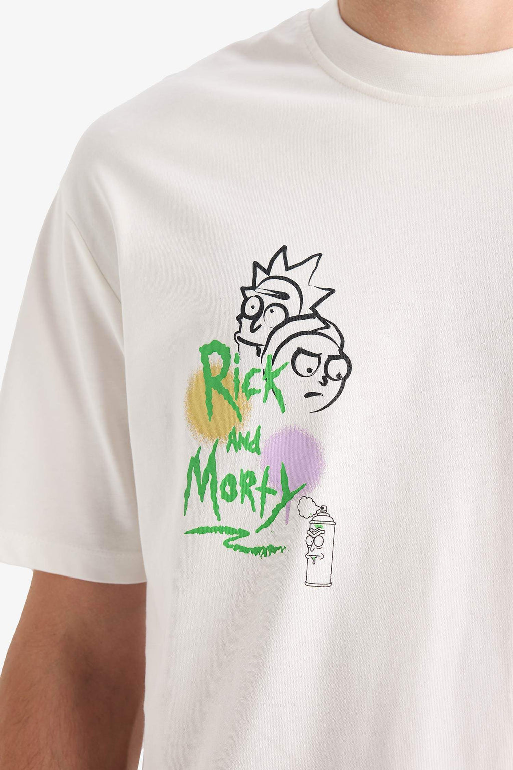 100% Cotton Rick and Morty Comfort Regular Fit Relaxed Fit Crew Neck Back Printed Short Sleeve T-Shirt