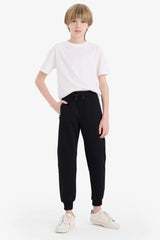 Boy Elastic Waist Leg Pique Basic Sweatpants