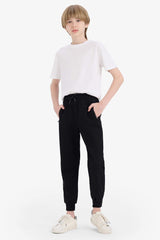 Boy Elastic Waist Leg Pique Basic Sweatpants
