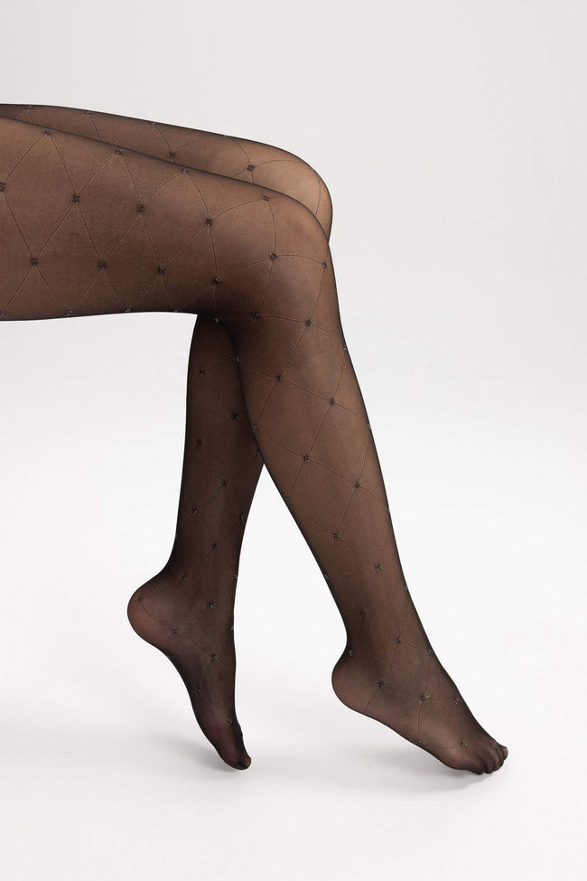 15 Den Womens Glitter Heart Patterned Tights Hover Image