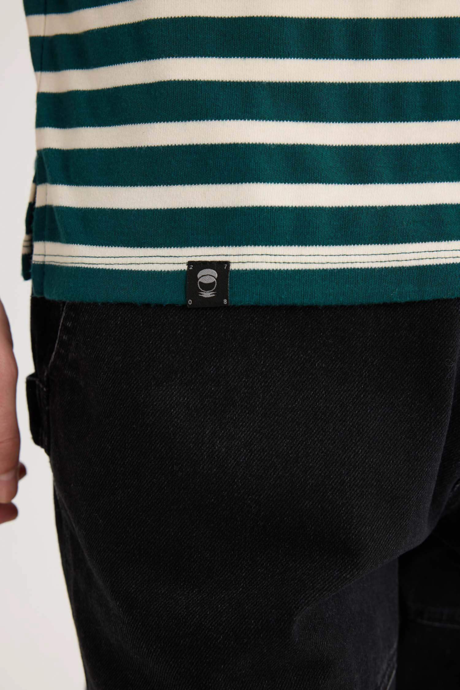 Boxy Fit Crew Neck Striped T-Shirt