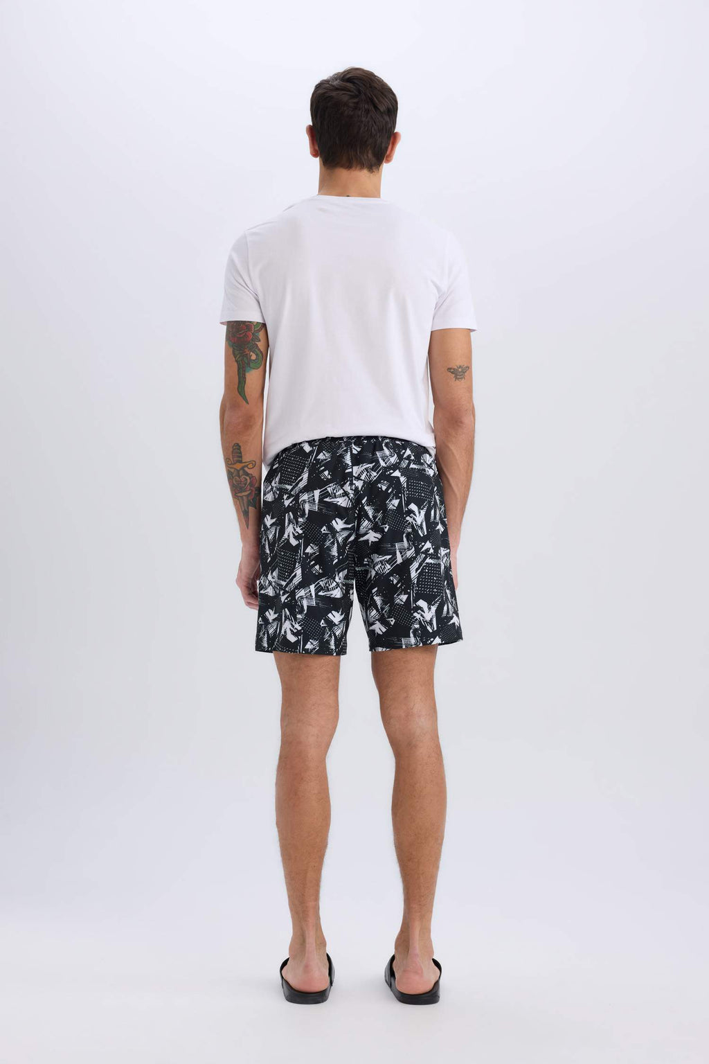 DeFactoFit Regular Fit Printed Flexible Textured Knee Length Sports Swim Shorts