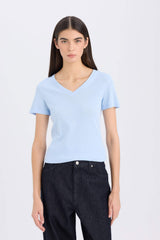 Regular Fit V-Neck Ribana Short Sleeve T-Shirt