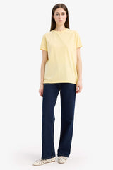 Basic Long Fit Crew Neck T-Shirt in Short Sleeve Jersey