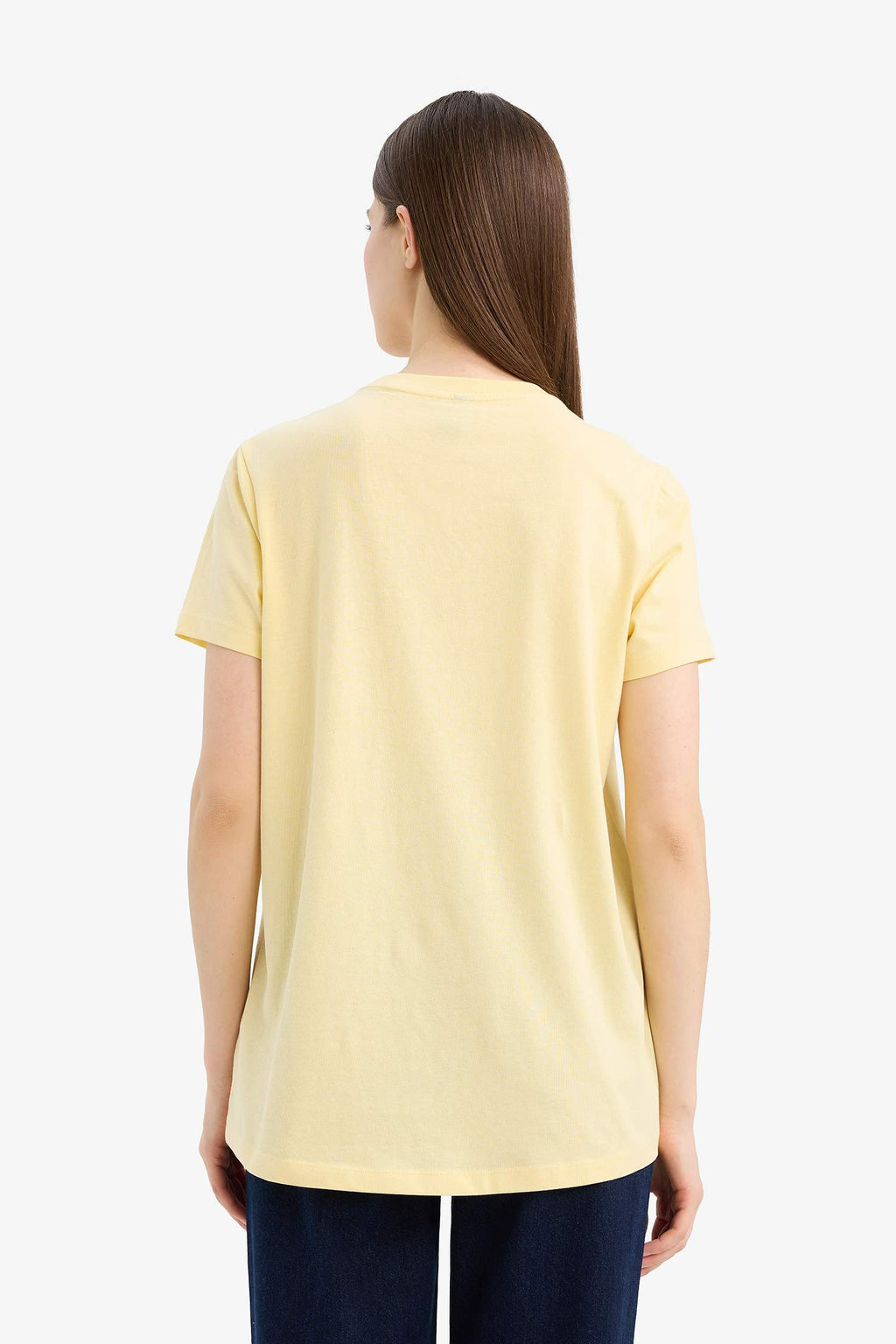 Basic Long Fit Crew Neck T-Shirt in Short Sleeve Jersey
