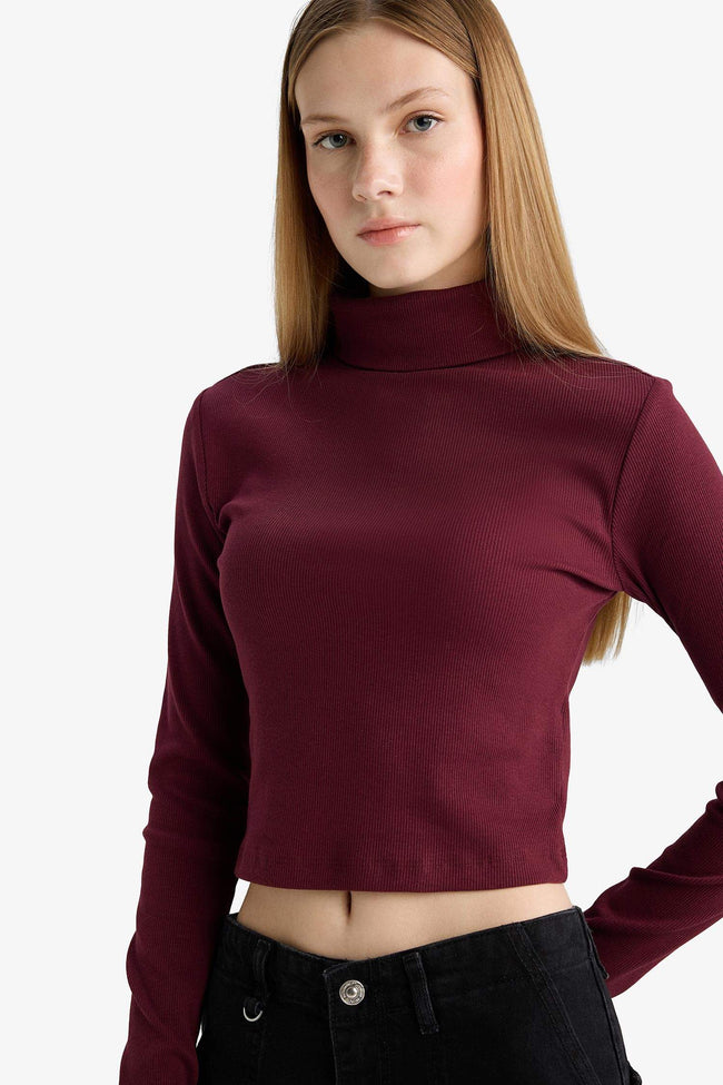 Fitted Turtleneck Ribbed Camisole Basic T-Shirt Hover Image