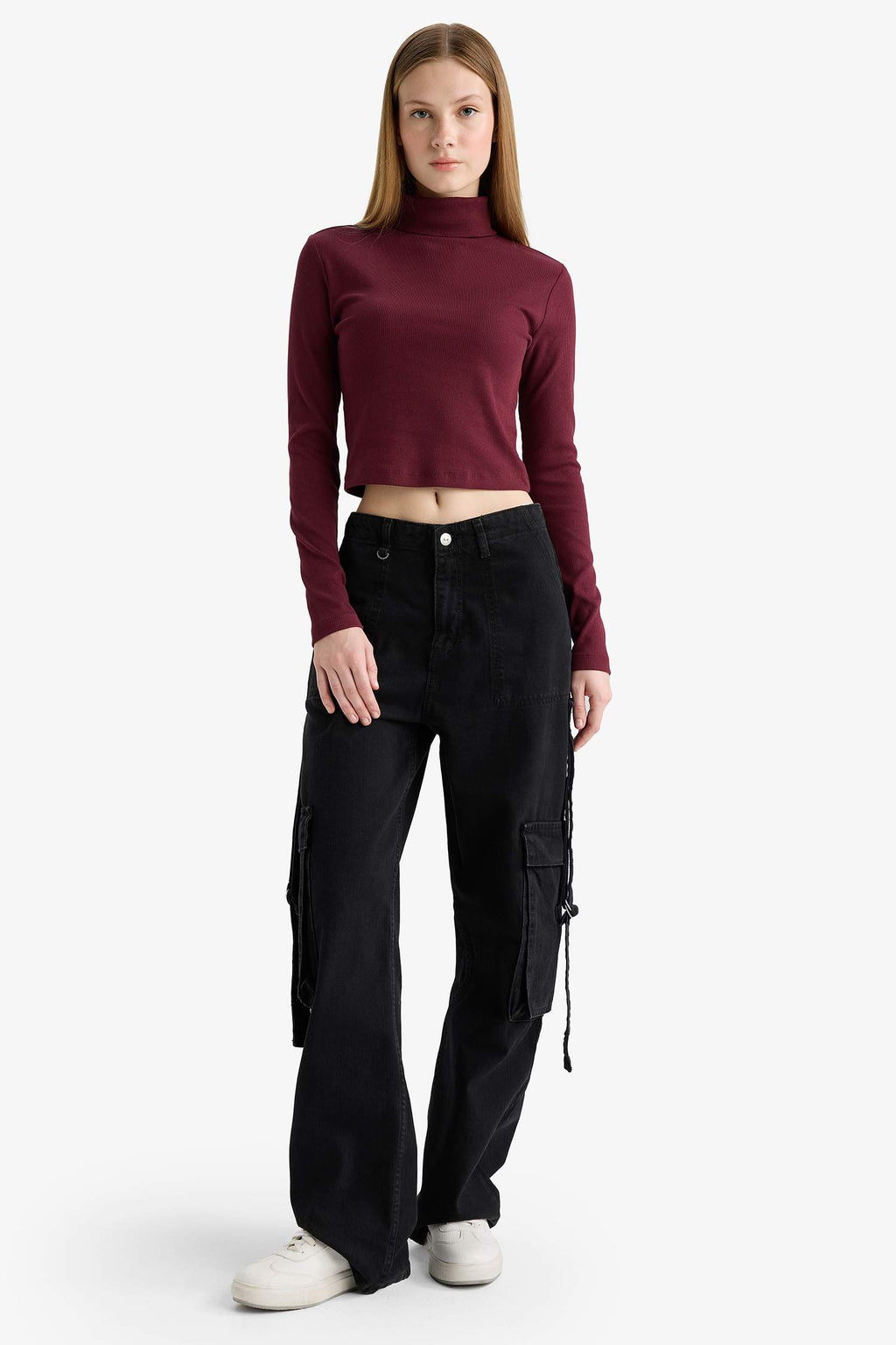 Fitted Turtleneck Ribbed Camisole Basic T-Shirt