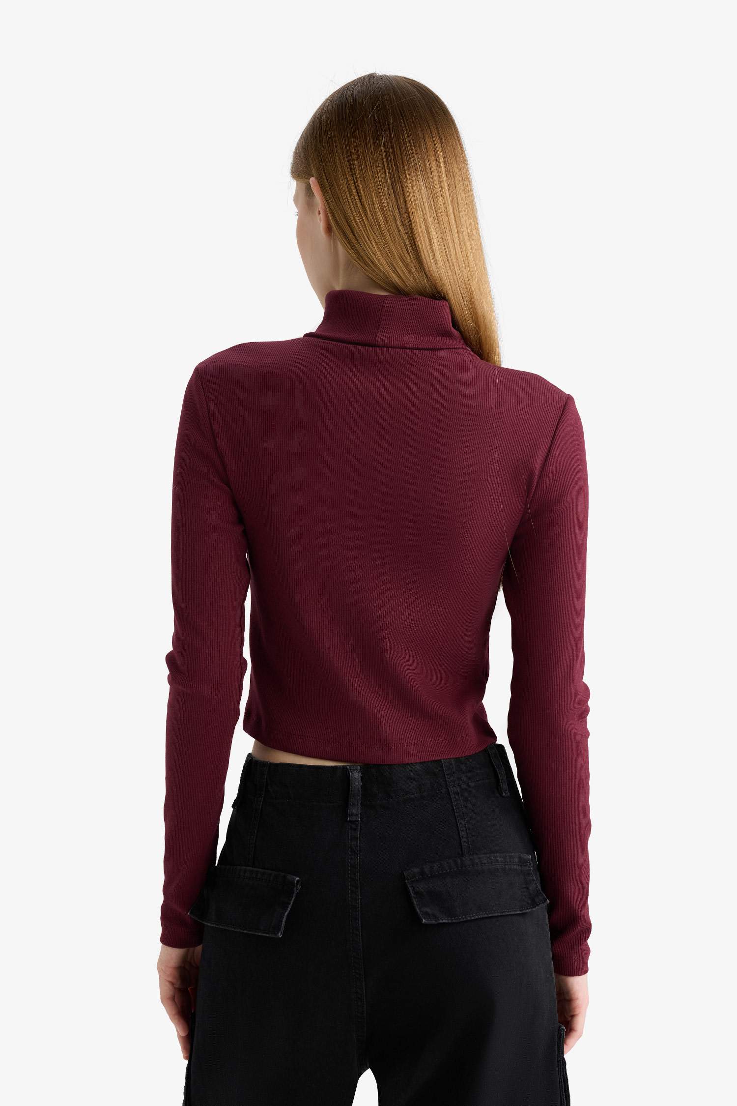 Fitted Turtleneck Ribbed Camisole Basic T-Shirt