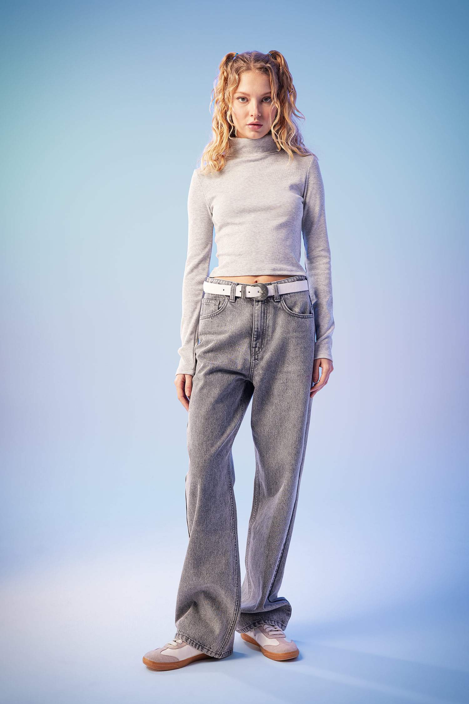 Fitted Turtleneck Ribbed Camisole Basic T-Shirt