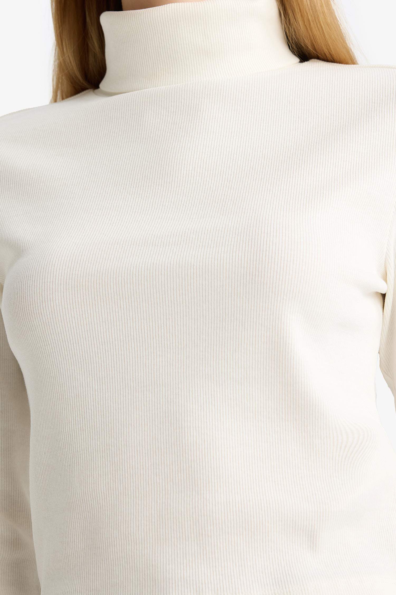 Fitted Turtleneck Ribbed Camisole Basic T-Shirt