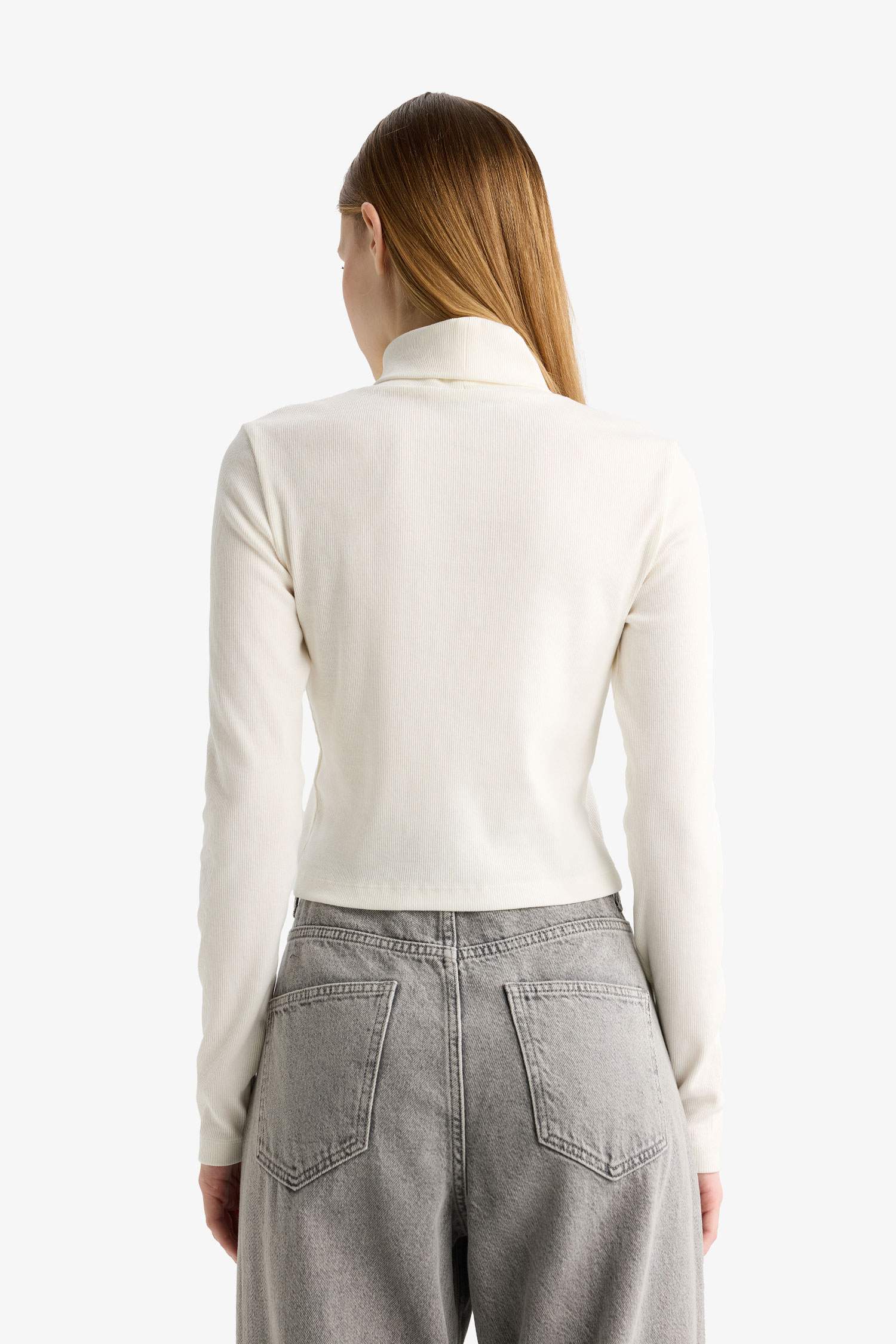 Fitted Turtleneck Ribbed Camisole Basic T-Shirt