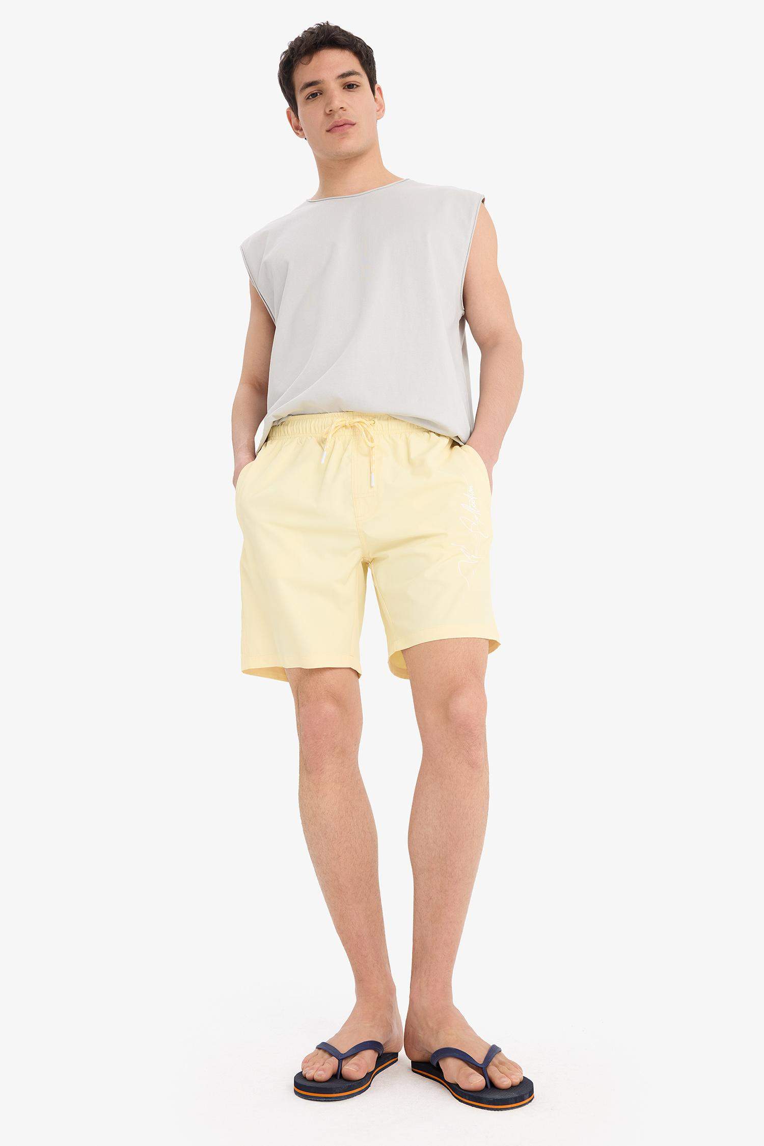 Regular Fit Mesh Lined Short Length Swim Shorts