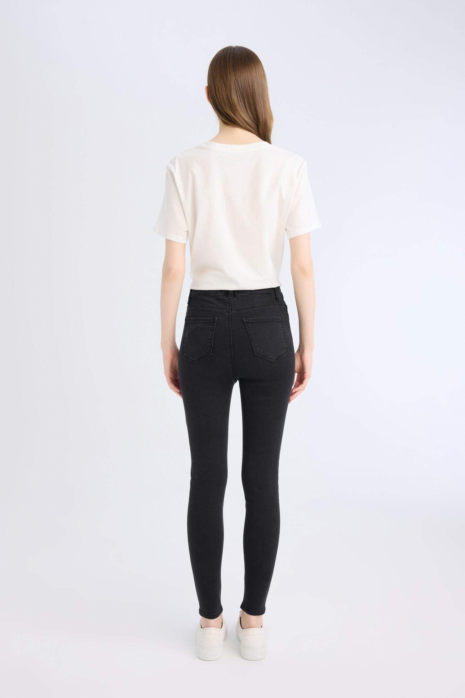 Jegging High Waist Wrist Size Tight Legs Basic Straight Jean Pants