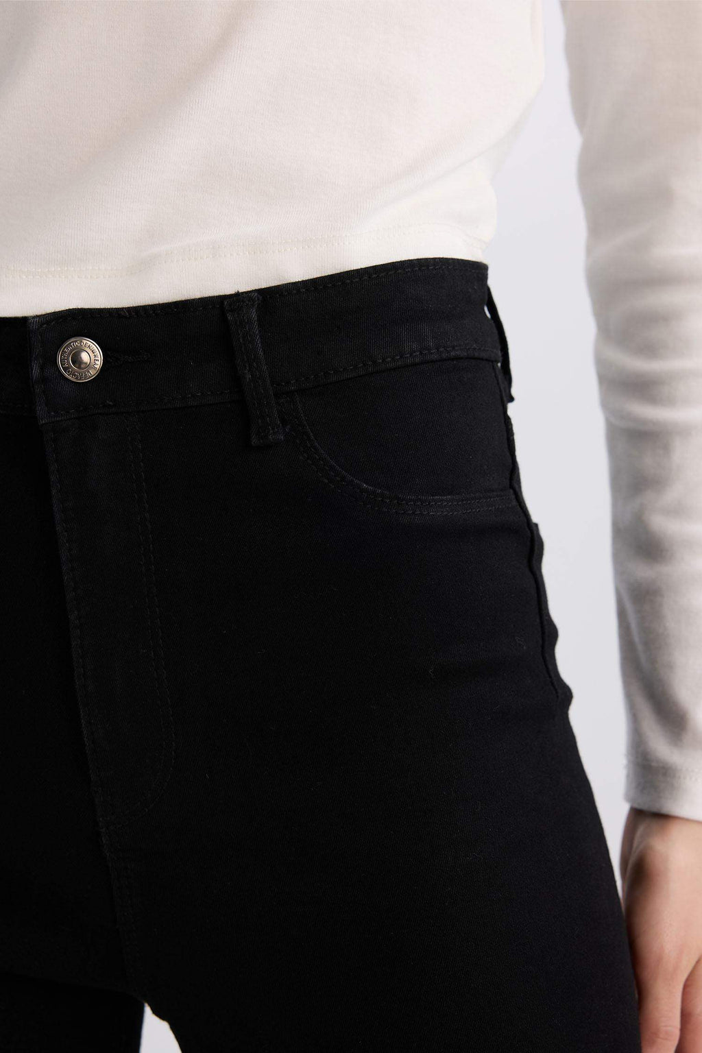 Jegging High Waist Wrist Size Tight Legs Basic Straight Jean Pants