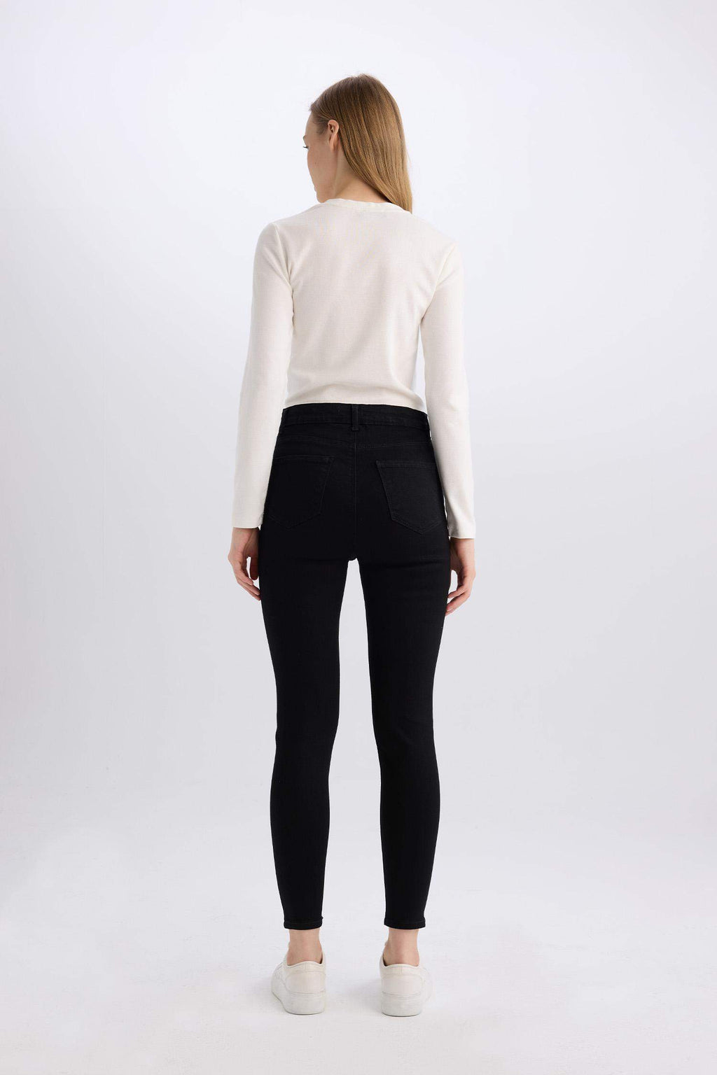 Jegging High Waist Wrist Size Tight Legs Basic Straight Jean Pants