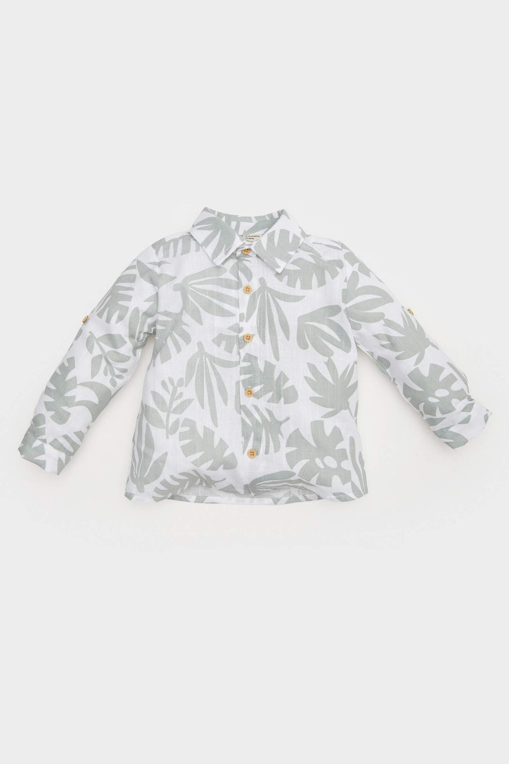 Baby Tropical Patterned Flam Poplin Long Sleeve Shirt