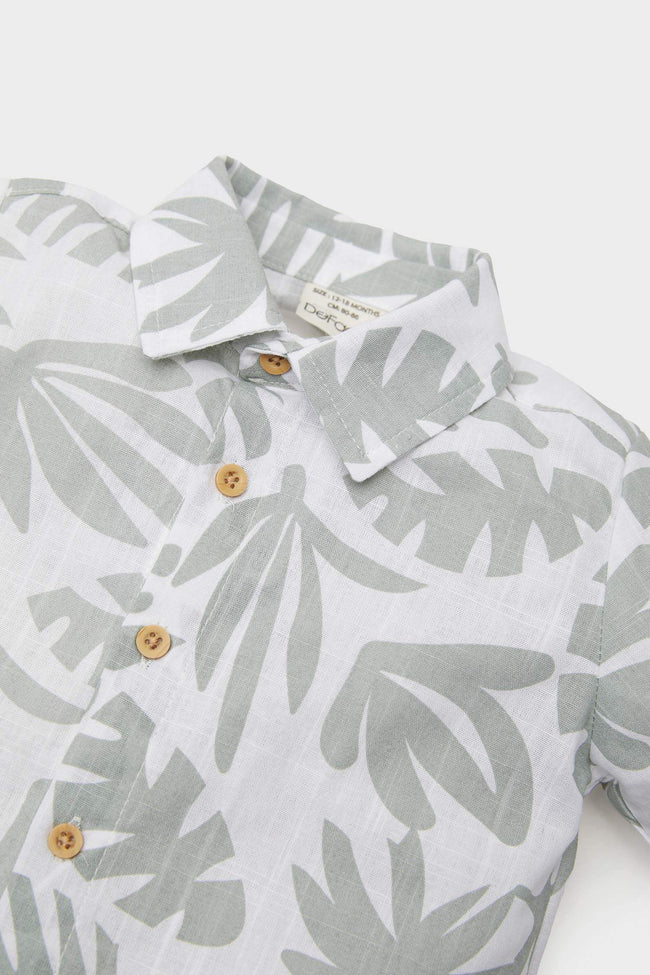 Baby Tropical Patterned Flam Poplin Long Sleeve Shirt Main Image