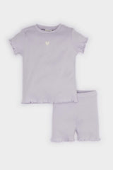 Baby Girl Ribbed Camisole T-Shirt Shorts 2 Piece Set
