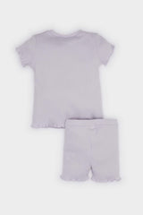 Baby Girl Ribbed Camisole T-Shirt Shorts 2 Piece Set