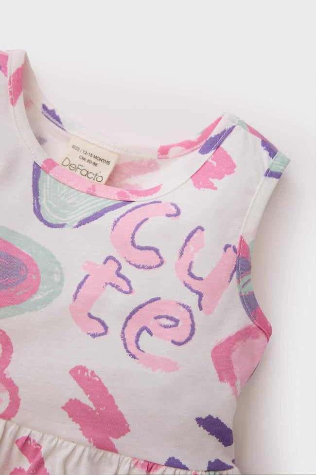 Baby Girl Floral Patterned Sleeveless Summer Dress Hover Image