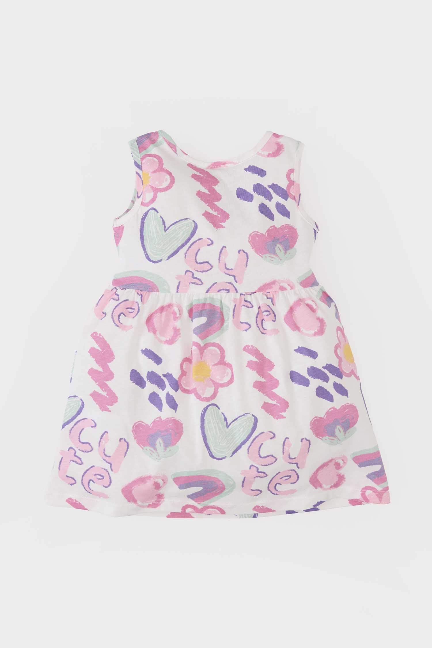 Baby Girl Floral Patterned Sleeveless Summer Dress