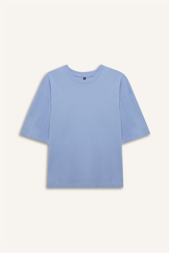 Oversize Fit Crew Neck Basic Jersey T-Shirt Hover Image