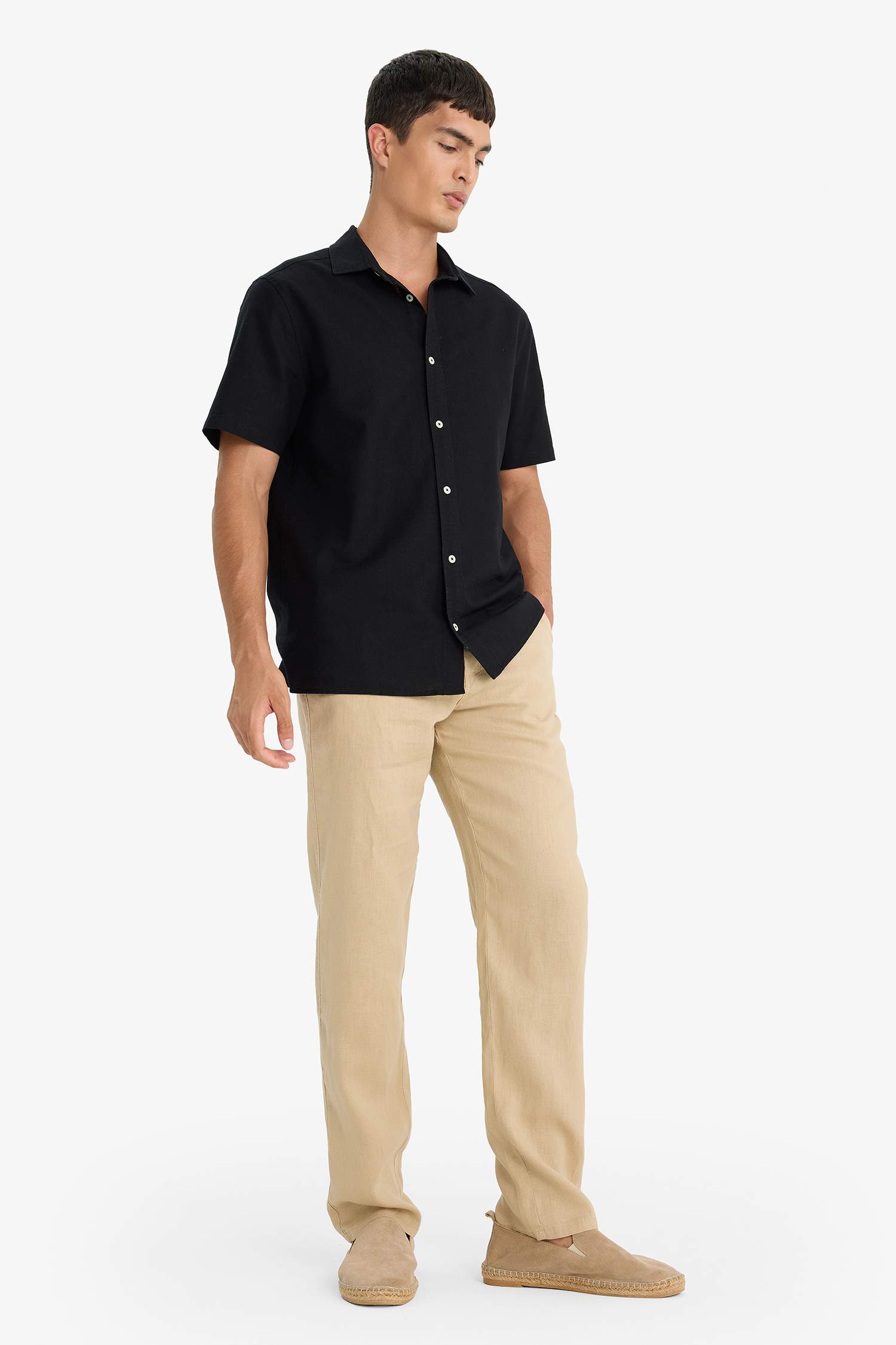 100% Linen Relax Fit Comfortable Cut Straight Leg Summer Trousers