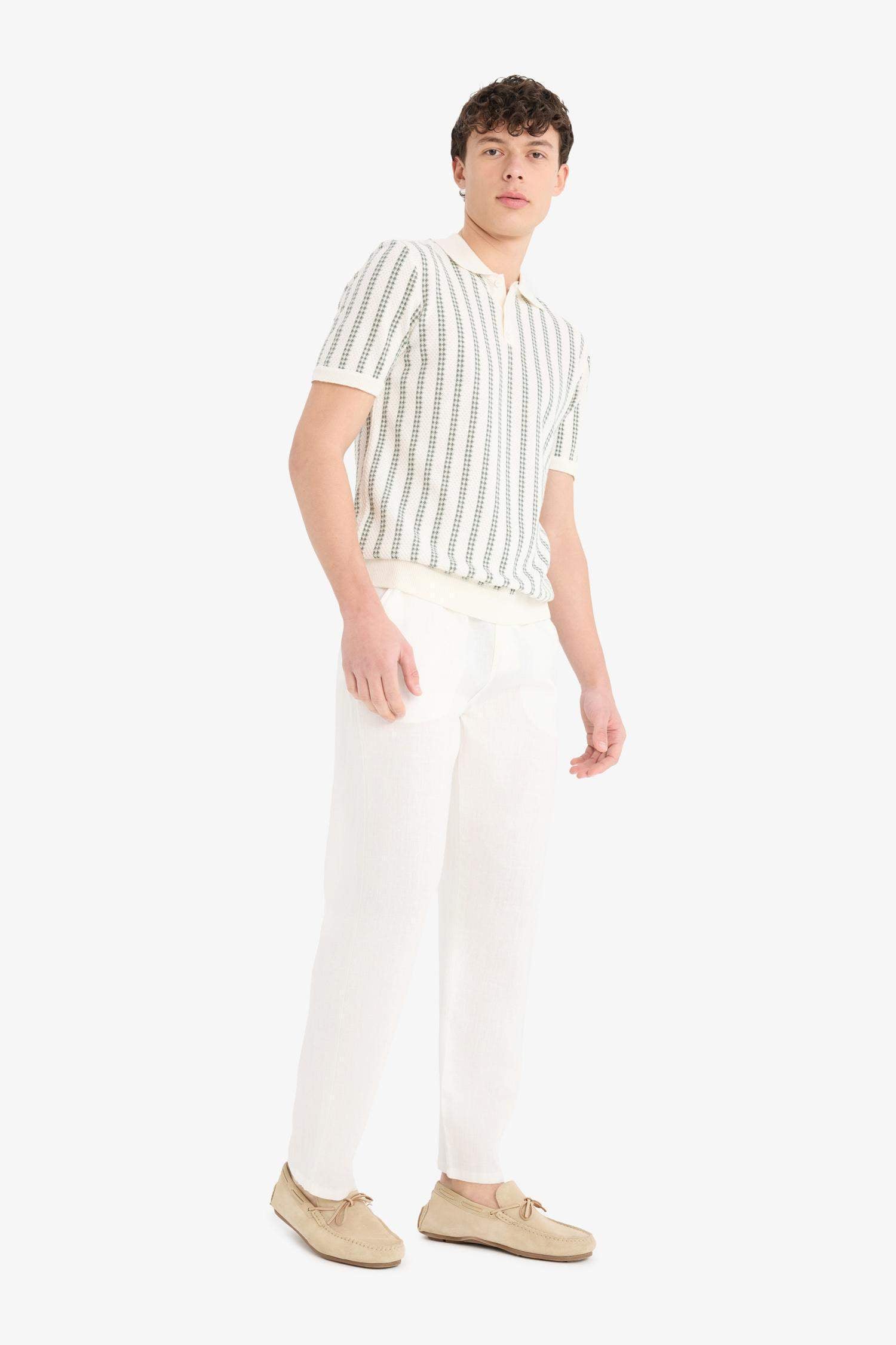 100% Linen Relax Fit Comfortable Cut Straight Leg Summer Trousers