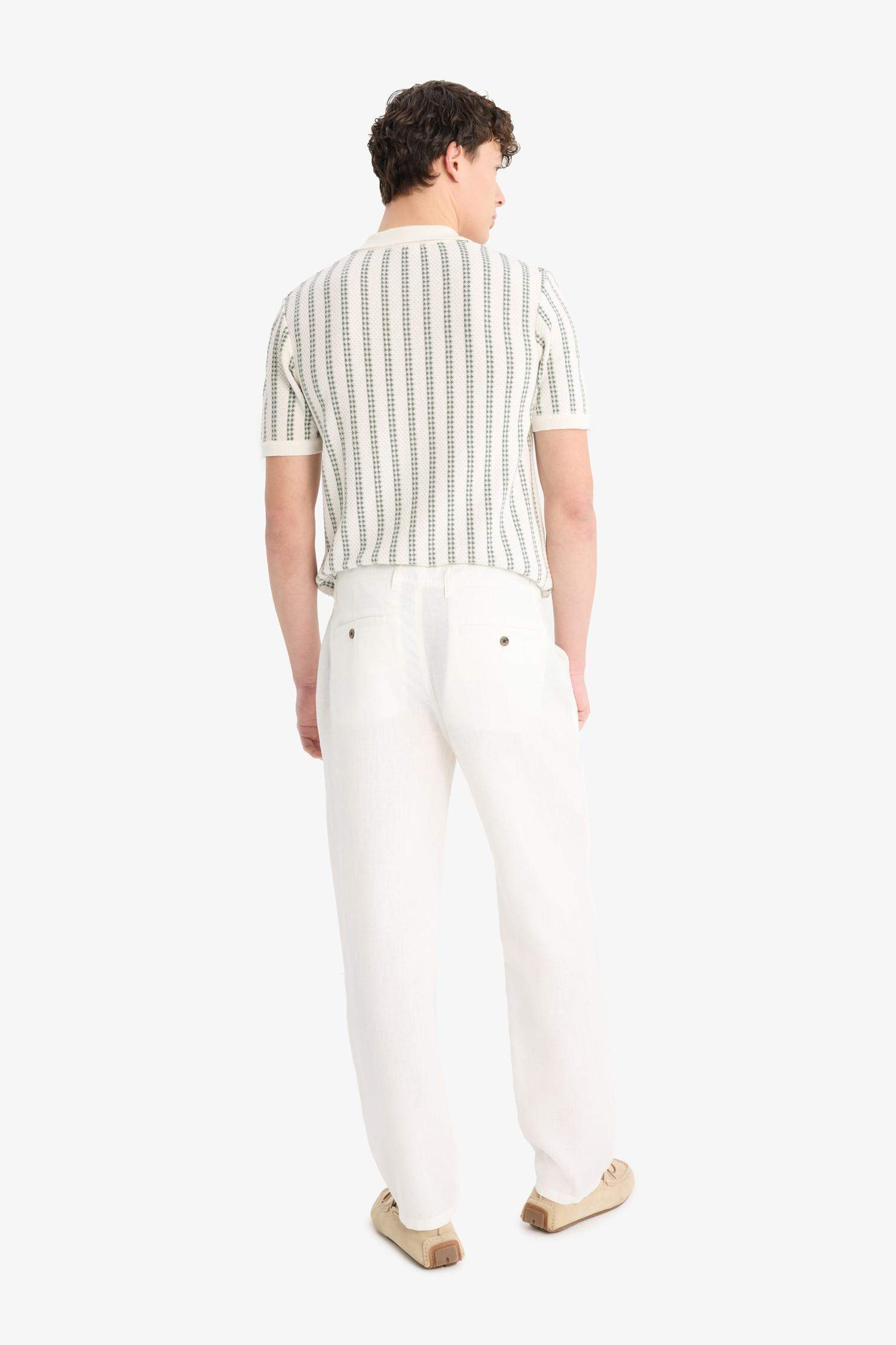 100% Linen Relax Fit Comfortable Cut Straight Leg Summer Trousers