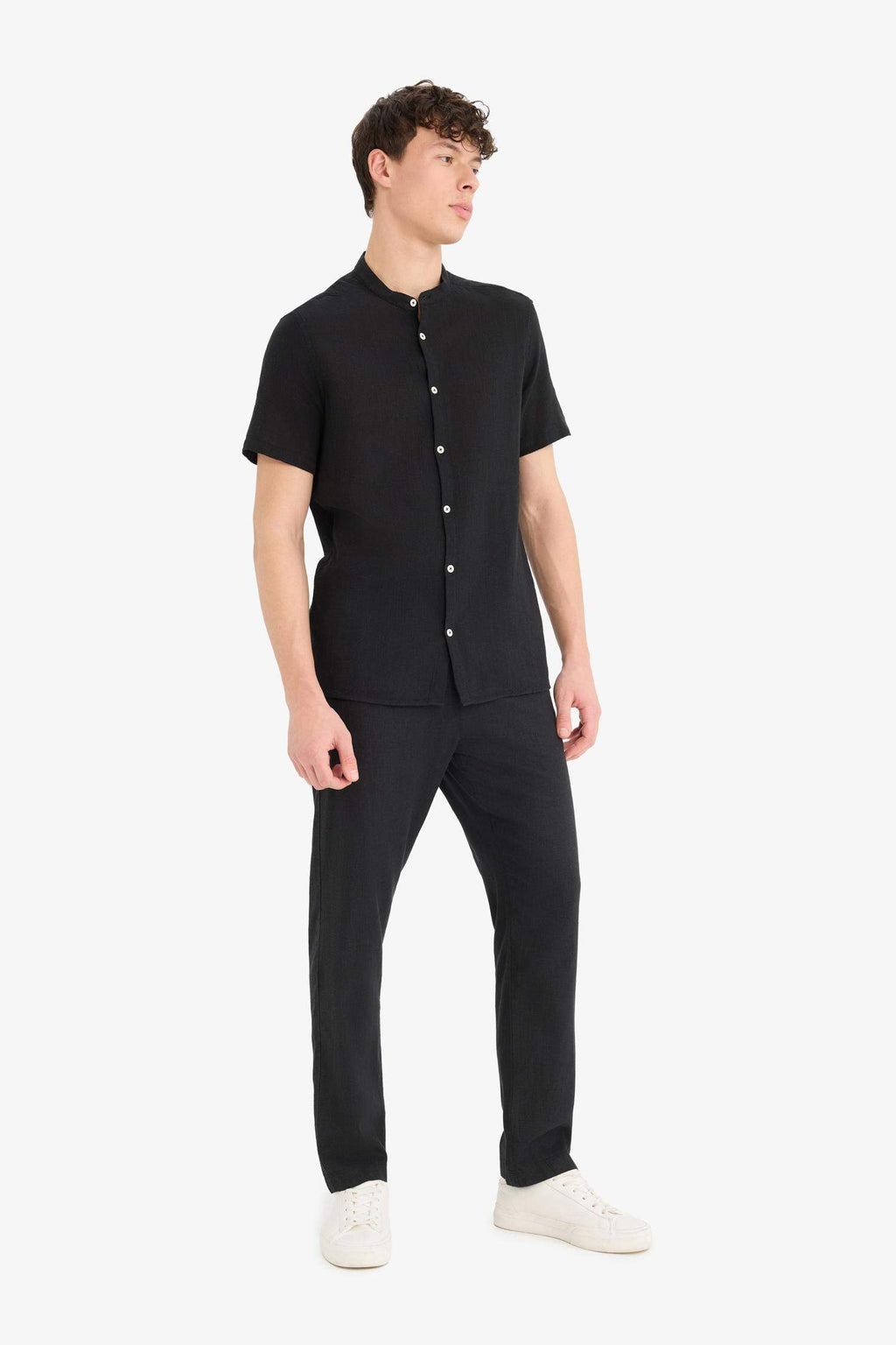 Relax Fit Comfortable Cut Skinny Leg Linen Blend Summer Trousers