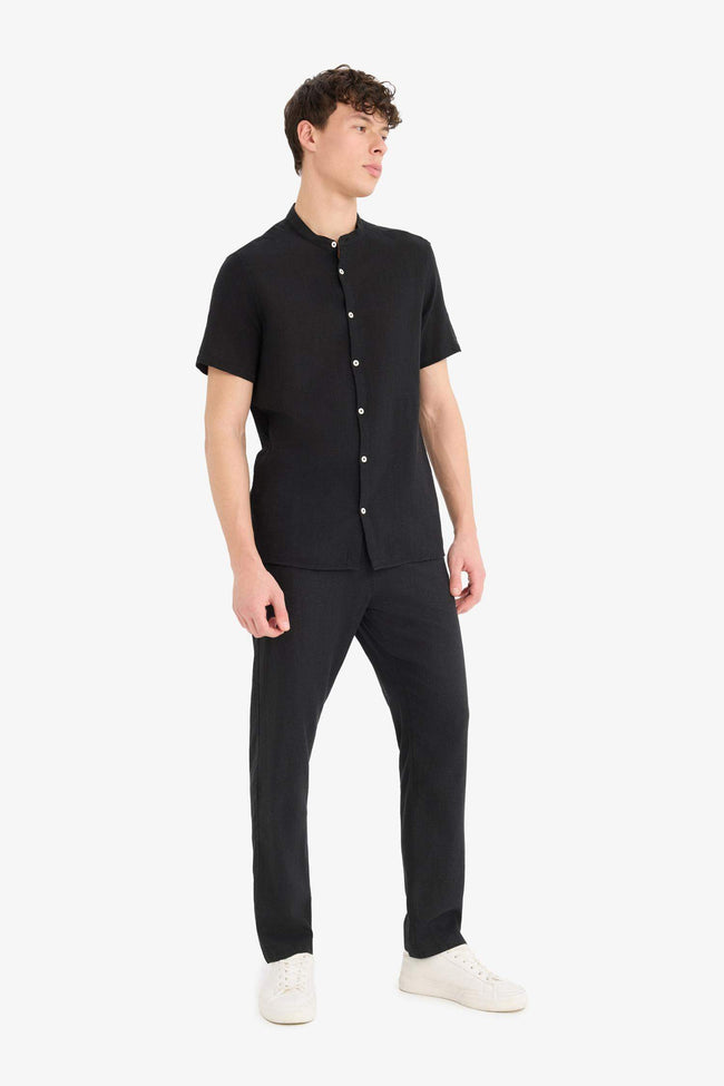 Relax Fit Comfortable Cut Skinny Leg Linen Blend Summer Trousers Main Image