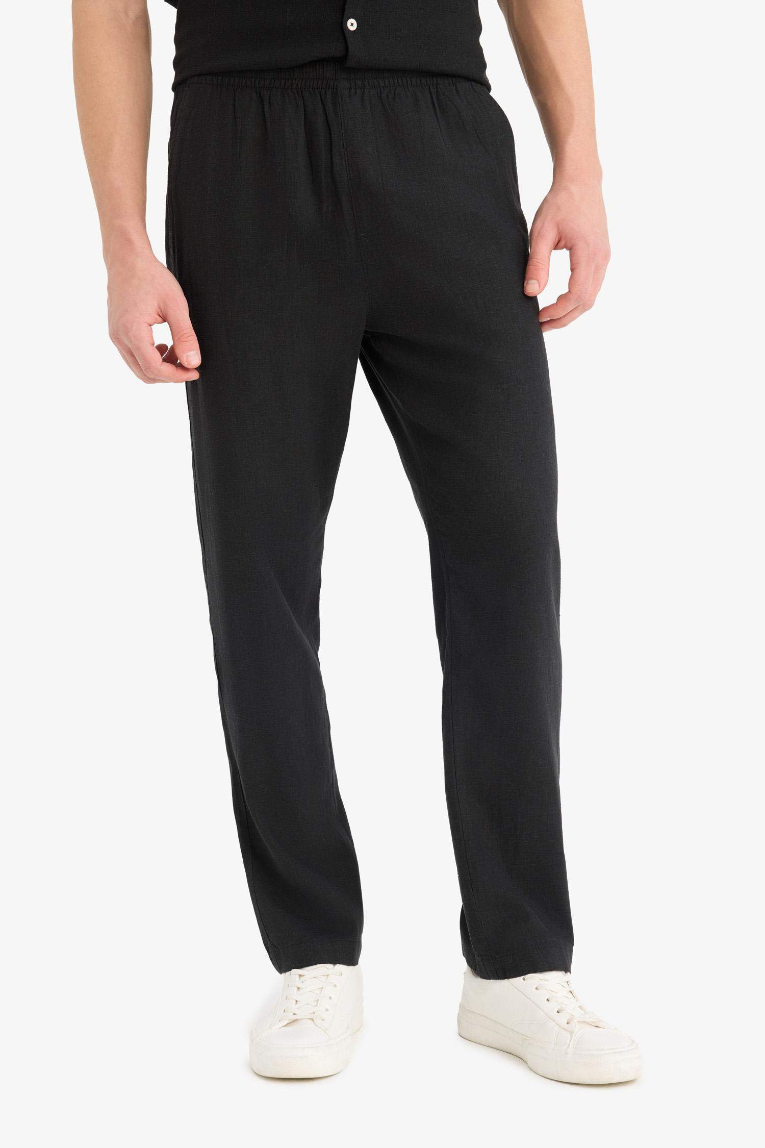 Relax Fit Comfortable Cut Skinny Leg Linen Blend Summer Trousers