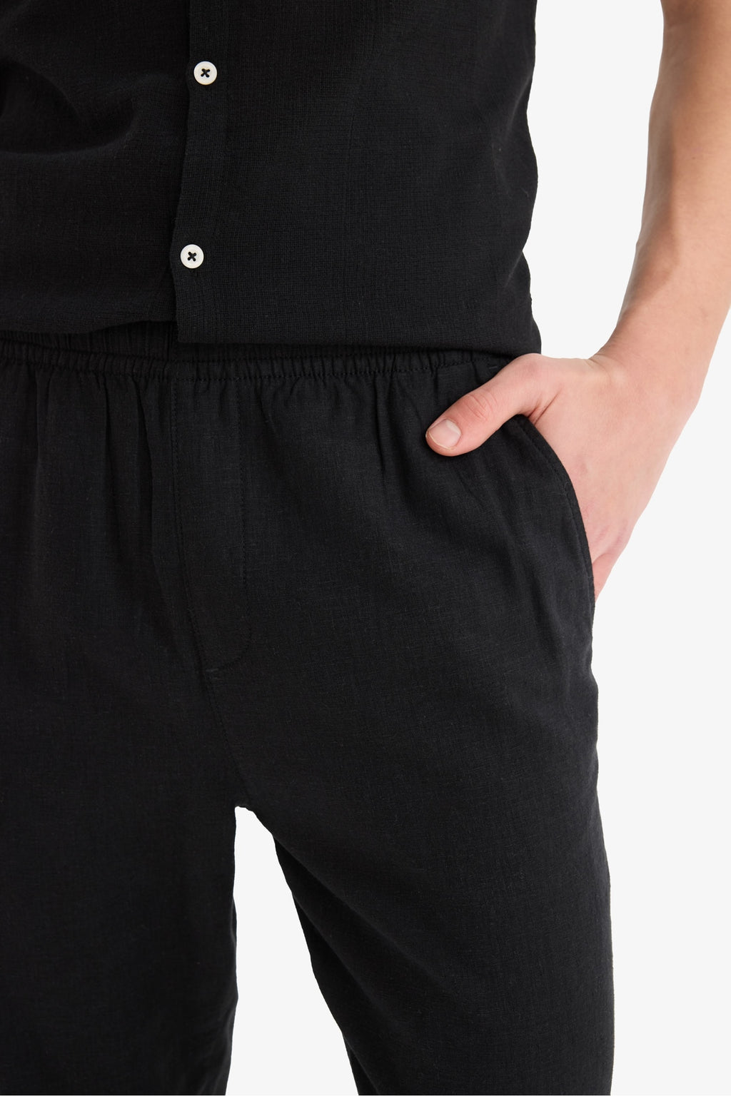 Relax Fit Comfortable Cut Skinny Leg Linen Blend Summer Trousers