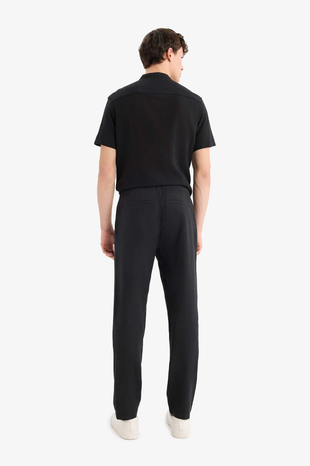 Relax Fit Comfortable Cut Skinny Leg Linen Blend Summer Trousers