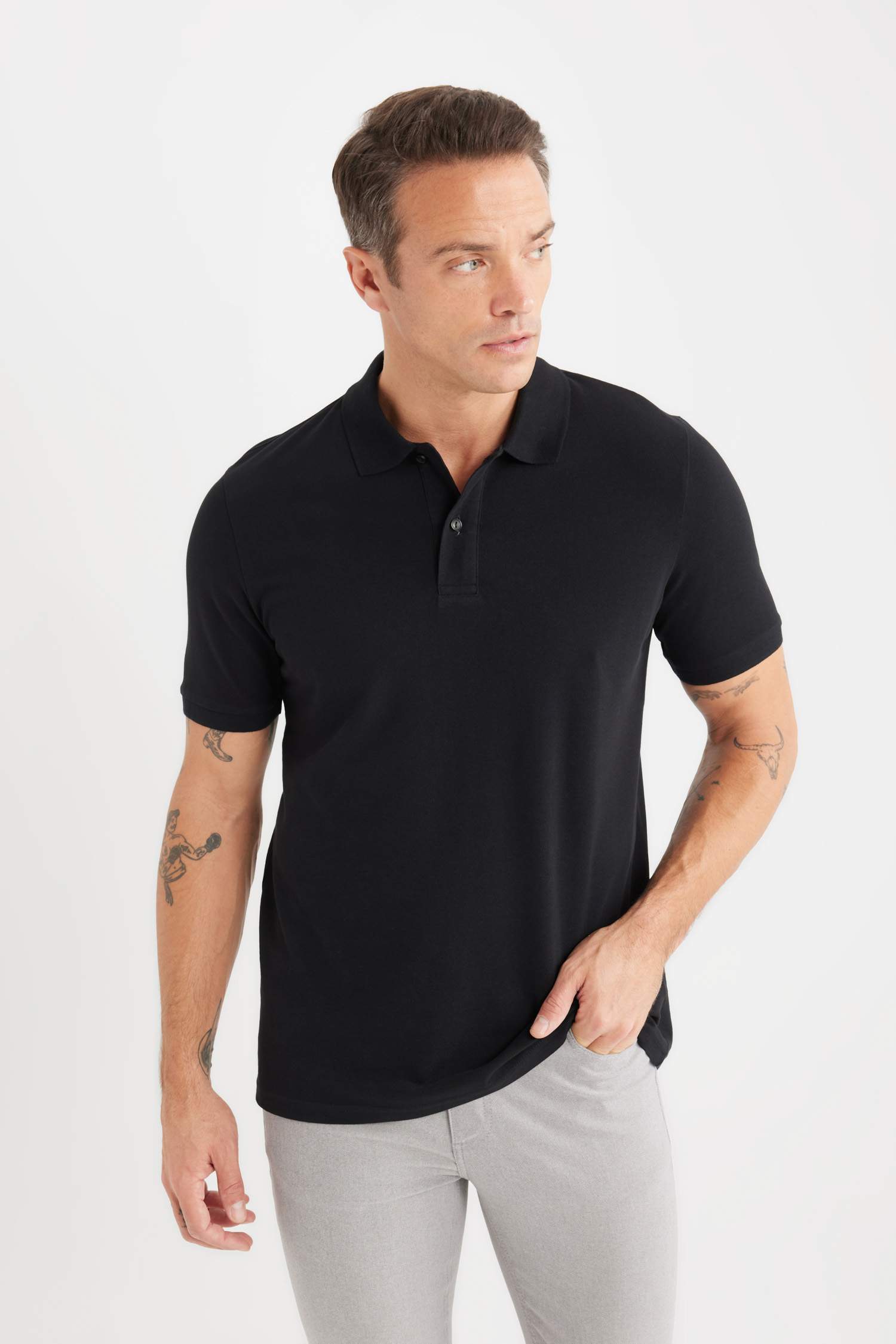 Regular Fit Polo Collar Pique Polo T-Shirt