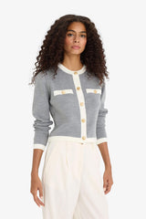 Regular Fit Crew Neck Buttoned Knit Cardigan