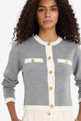 Regular Fit Crew Neck Buttoned Knit Cardigan