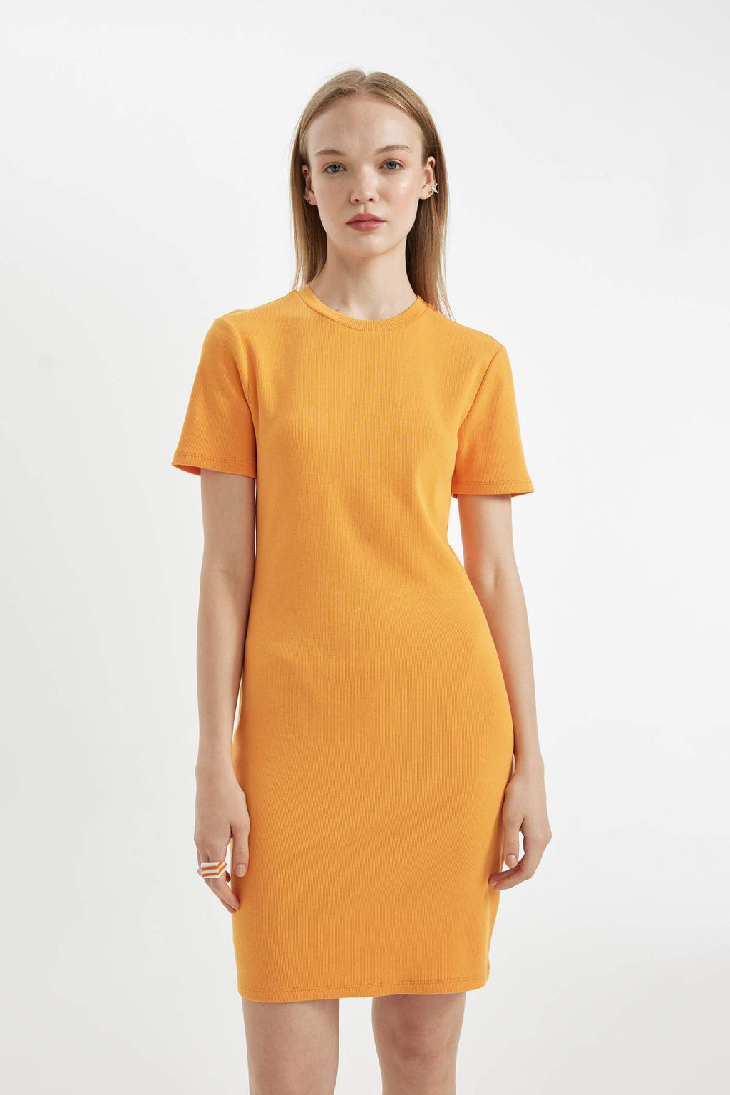 Bodycon Crew Neck Ribbed Camisole Mini Dress