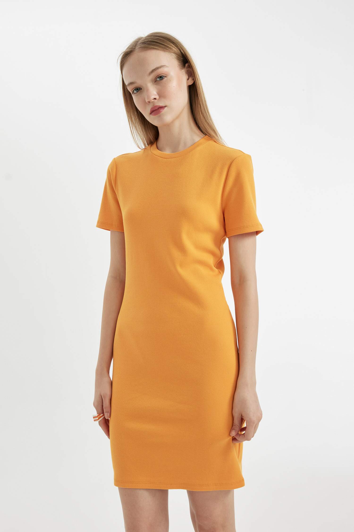 Bodycon Crew Neck Ribbed Camisole Mini Dress