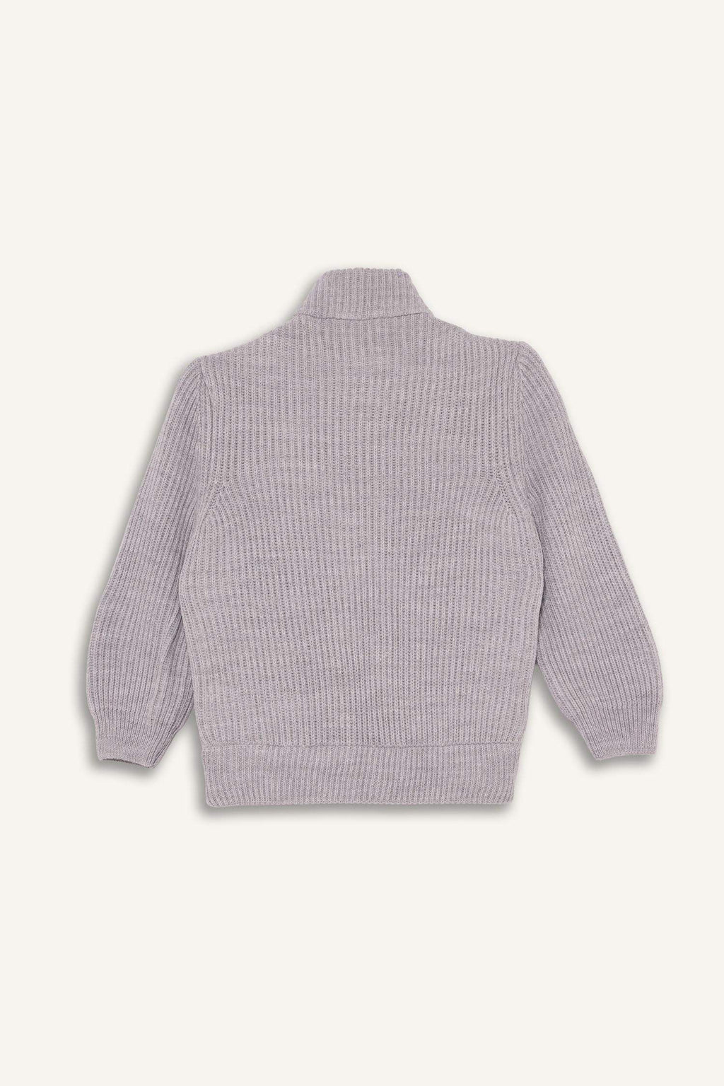 Boys Half Turtleneck Zip-Up Knitted Cardigan