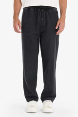 100% Cotton Wide Leg Elastic Waist Tie-Down Wide Leg Jeans