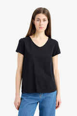 Regular Fit V-Neck Basic Plain Short Sleeve T-Shirt