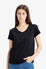 Regular Fit V-Neck Basic Plain Short Sleeve T-Shirt